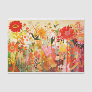 Wildflower Gold Orange Abstract Painting Decoupage Tissue Paper