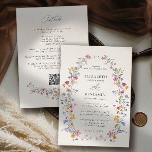 Wildflower Grace Romantic Garden All One Wedding Invitation