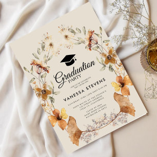 Wildflower Graduation Cap Party Invitation