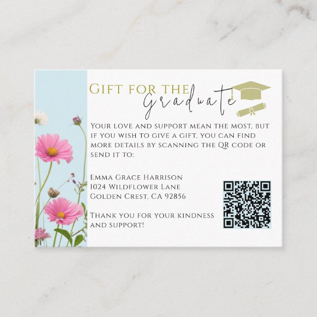 Wildflower Graduation Gift Enclose Card (Front)