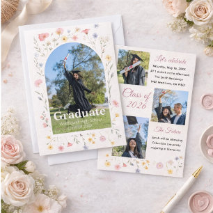 Wildflower graduation invitation