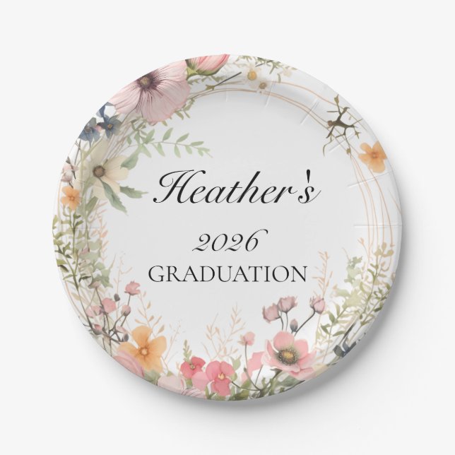 Wildflower Graduation  Paper Plates (Front)