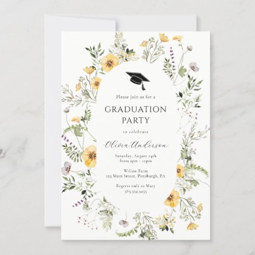 Wildflower Graduation Party Invitation