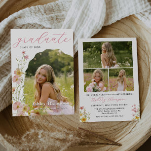 Wildflower Graduation Party Photo Collage Invitation