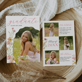Wildflower Graduation Party Photo Collage Invitation