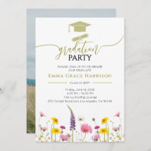 Wildflower Graduation Party photo Invitation