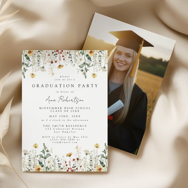 Wildflower Graduation Party Photo Invitation (Creator Uploaded)