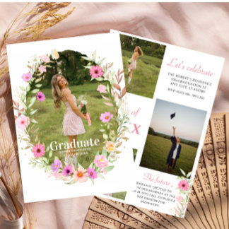 Wildflower Graduation Party photo Invitation