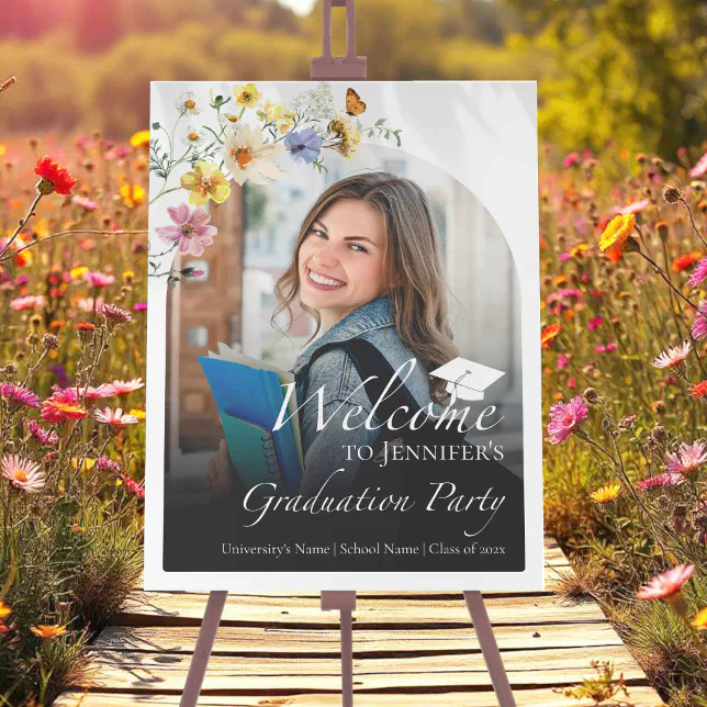 Wildflower Graduation Party Photo Welcome Sign | Zazzle