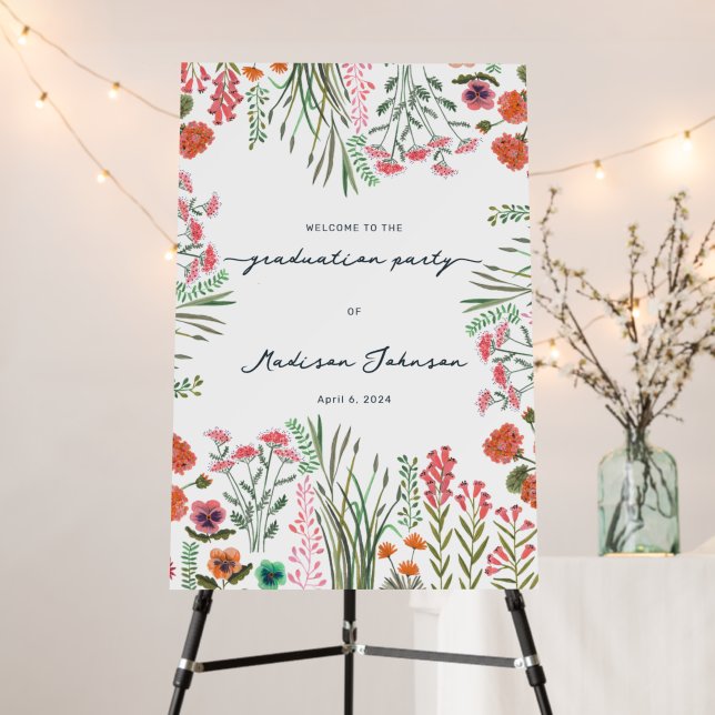 Wildflower Graduation Party Welcome Sign (In Situ (Stand))