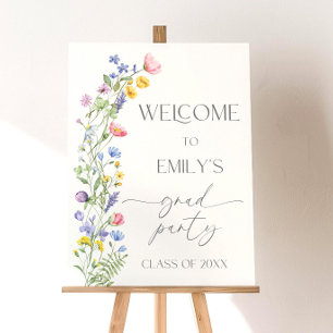 Wildflower Graduation Party Welcome Sign, Alum in  Foam Board