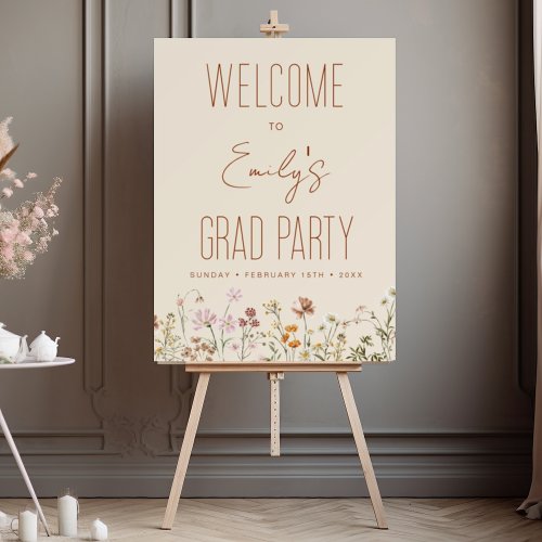 Wildflower Graduation Party Welcome Sign In Bloom