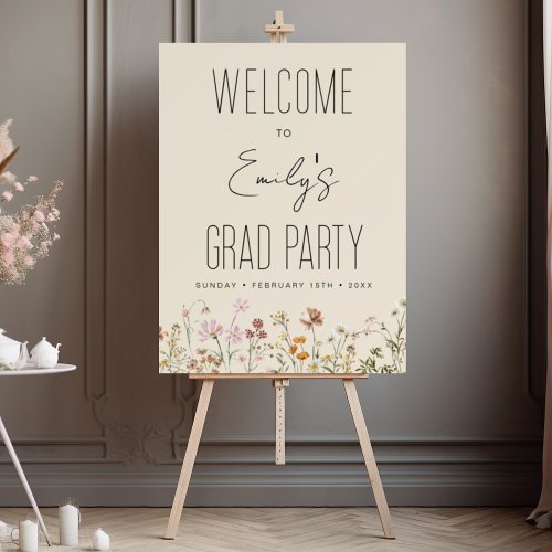 Wildflower Graduation Party Welcome Sign In Bloom