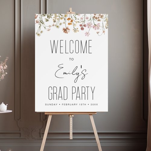 Wildflower Graduation Party Welcome Sign In Bloom