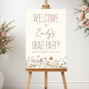 Wildflower Graduation Party Welcome Sign In Bloom