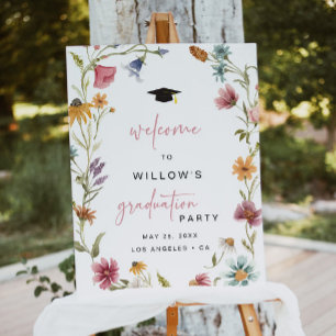 Wildflower Graduation Welcome Sign Girl Pink Boho 