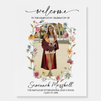 Wildflower Graduation Welcome Sign With Photo