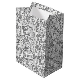 Wildflower Gray Blooms Floral Baby Shower Custom Medium Gift Bag