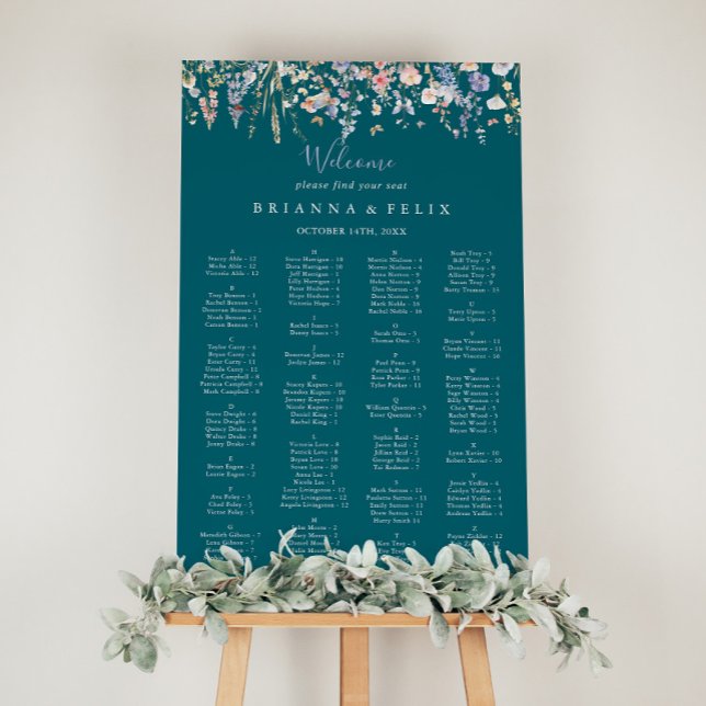 Wildflower Green Alphabetical Seating Chart (Creator Uploaded)