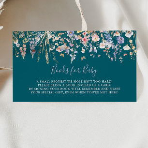 Wildflower Green Baby Shower Book Request Enclosure Card
