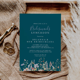 Wildflower Green Bridesmaids Luncheon Shower Invitation