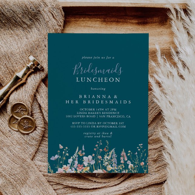 Wildflower Green Bridesmaids Luncheon Shower Invitation (Creator Uploaded)