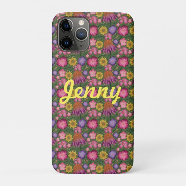 Wildflower Green Floral Personalized Case-Mate iPhone Case (Back)