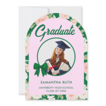 Wildflower Green Gingham Bow Photo Graduation