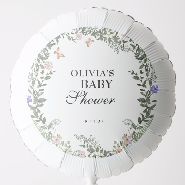 Wildflower Green Lush Gender Neutral Baby Shower  Balloon (Front)