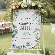 Wildflower Greenery Bridal Shower Welcome Sign