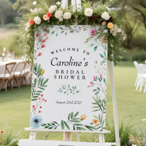 Wildflower Greenery Bridal Shower Welcome Sign