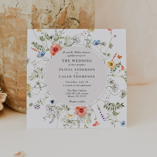 Wildflower Greenery Frame Invitation