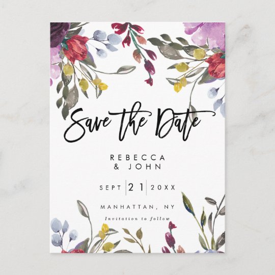 wildflower greenery wedding save the date card | Zazzle.com