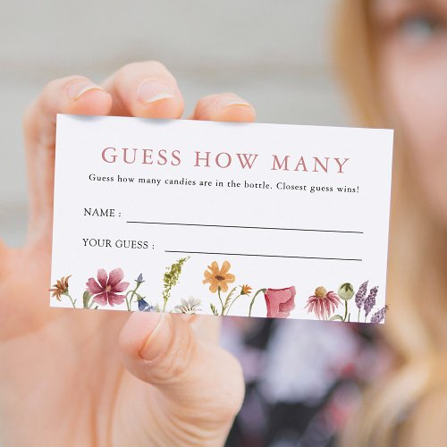 Wildflower Guess How Many Bridal Shower Game Enclosure Card