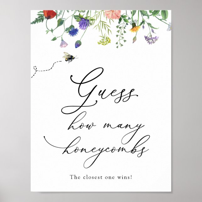 Wildflower Guess How Many Honeycombs Shower Game Poster (Front)