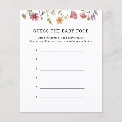 Wildflower Guess The Baby Food Game Cards