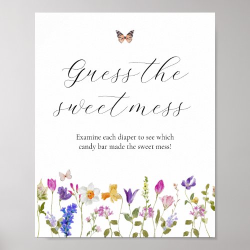 Wildflower Guess the Sweet Mess Baby Shower Sign