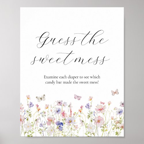 Wildflower Guess the Sweet Mess Baby Shower Sign