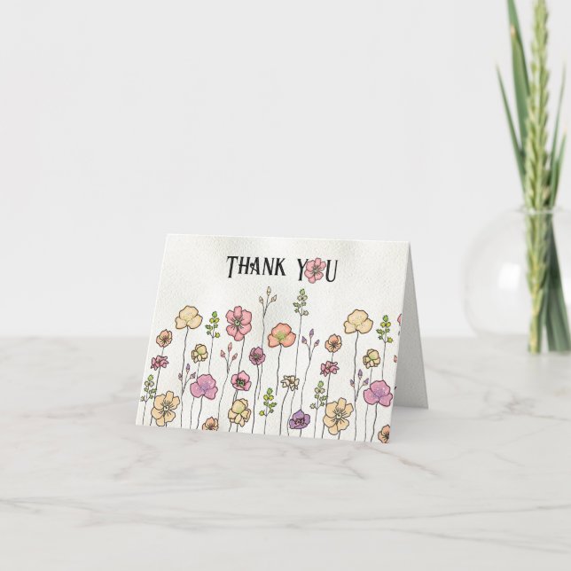 Wildflower hand drawn thank you card (Front)