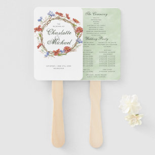 Wildflower handmade wreath wedding program hand fan