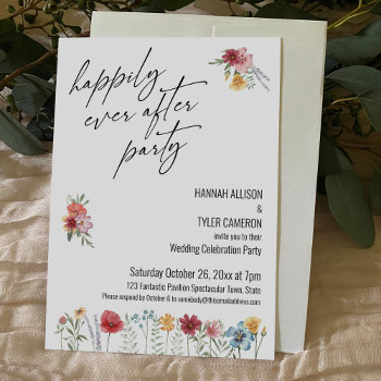 Wildflower Happily Ever After Party Reception Invitation by PaperMuserie at Zazzle