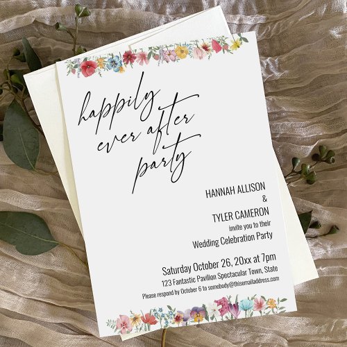Wildflower Happily Ever After Party Reception Invitation