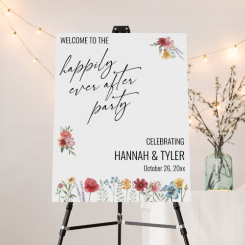 Wildflower Happily Ever After Party Welcome Sign
