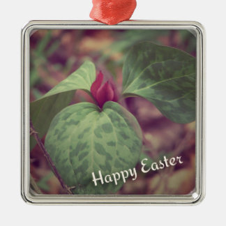 Wildflower Happy Easter Metal Ornament