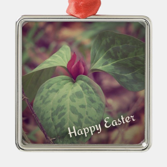 Wildflower Happy Easter Metal Ornament (Front)