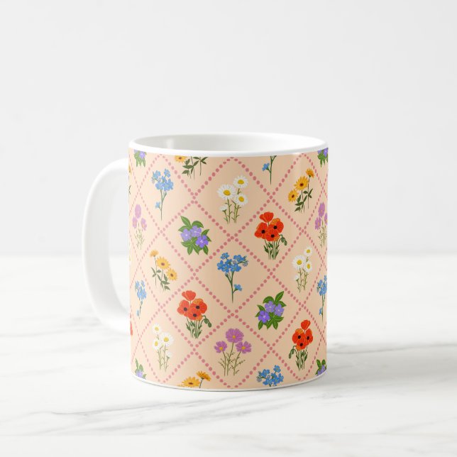Wildflower Harlequin Garden Coffee Mug (Front Left)