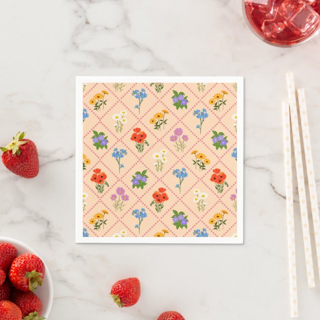Wildflower Harlequin Garden Napkins (Insitu)
