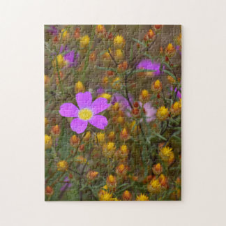 Wildflower Harmony – Purple & Gold in Bloom Jigsaw Puzzle