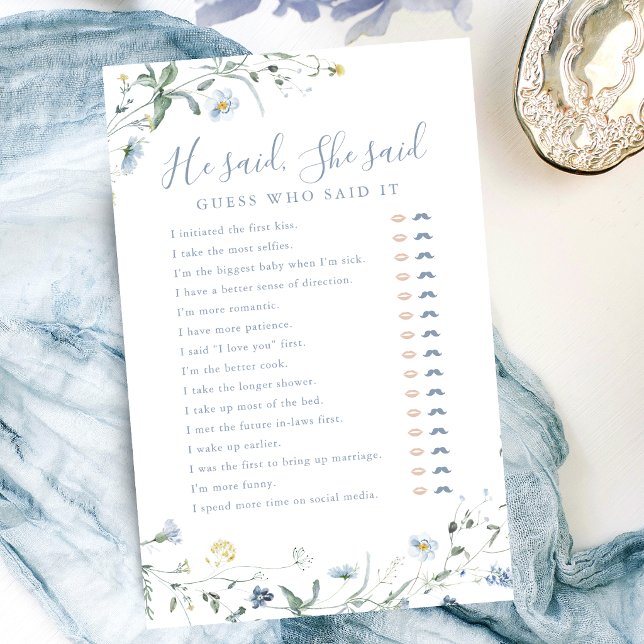 Wildflower He said She said bridal shower game (Wildflower He said She said bridal shower game)