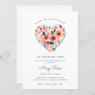Wildflower Heart Birthday Invitation